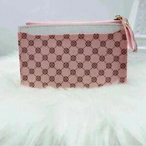 Pink Faux Leather ZipperCard Coin Wallet